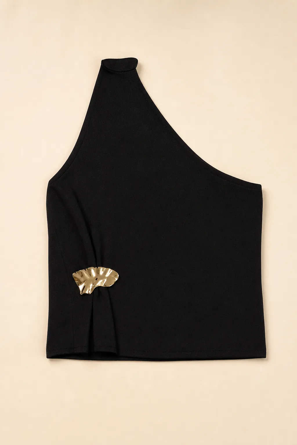 Fany One-Shoulder Party Top with Gold Detail