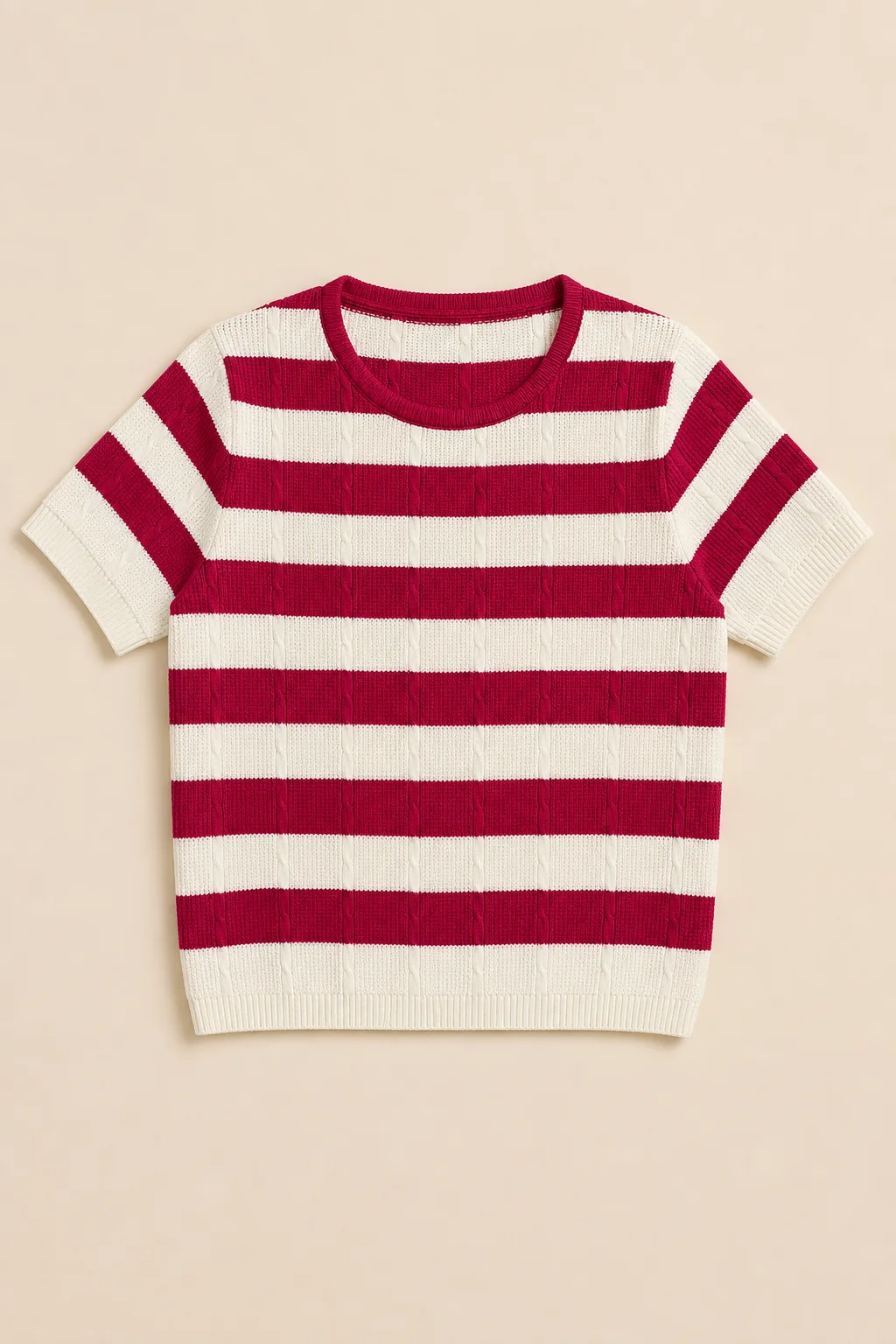 Hot Pink Stripe Knit Top for Women