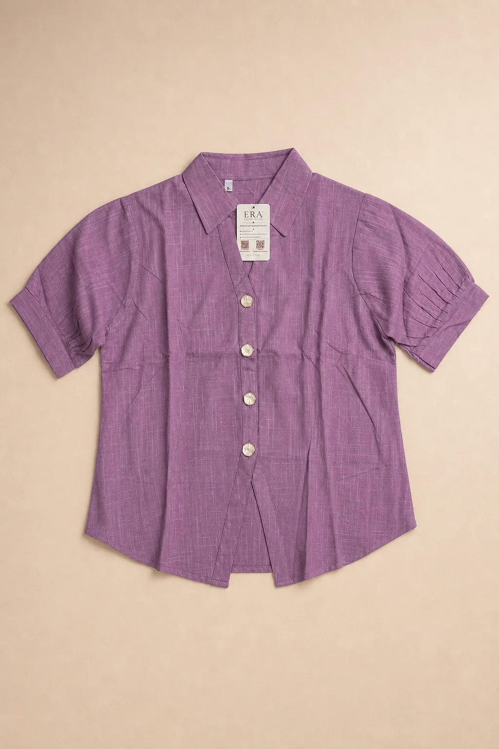 Pink Short Sleeve Button-Up Shirt for Office and Casual Wear
