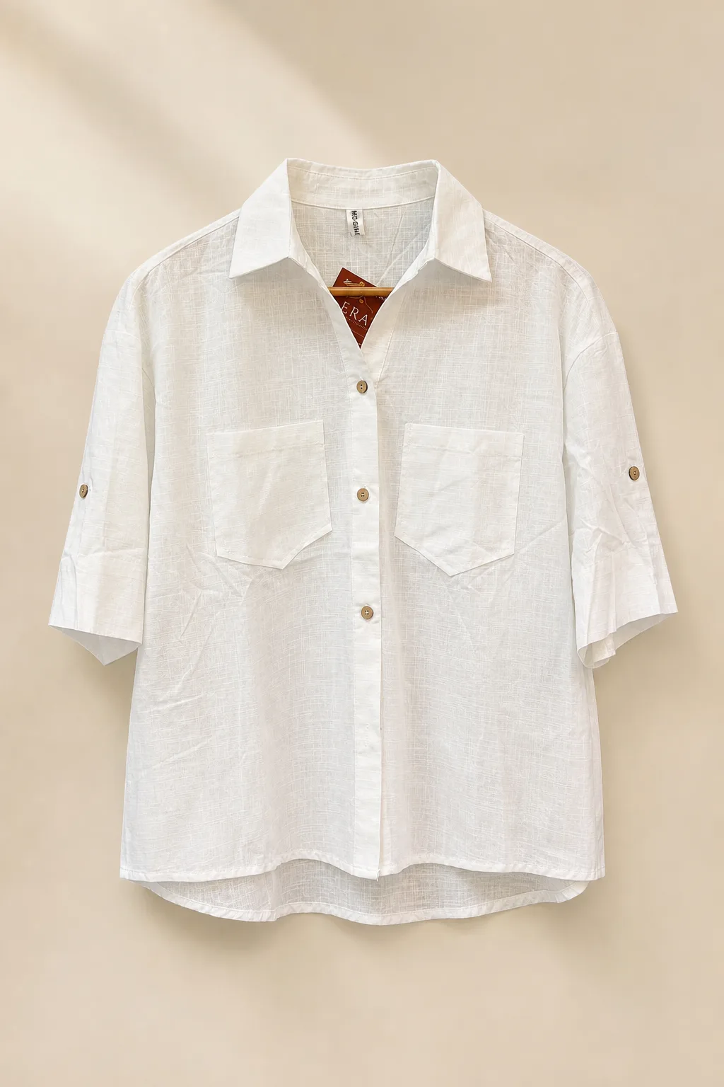 Relaxed Fit Button-Up Shirt With Front Pockets image 1